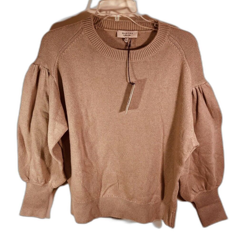 Martha Stewart Wool/cashmere/viscose Drop Puff Sleeve Camel Sweater SZ L NEW